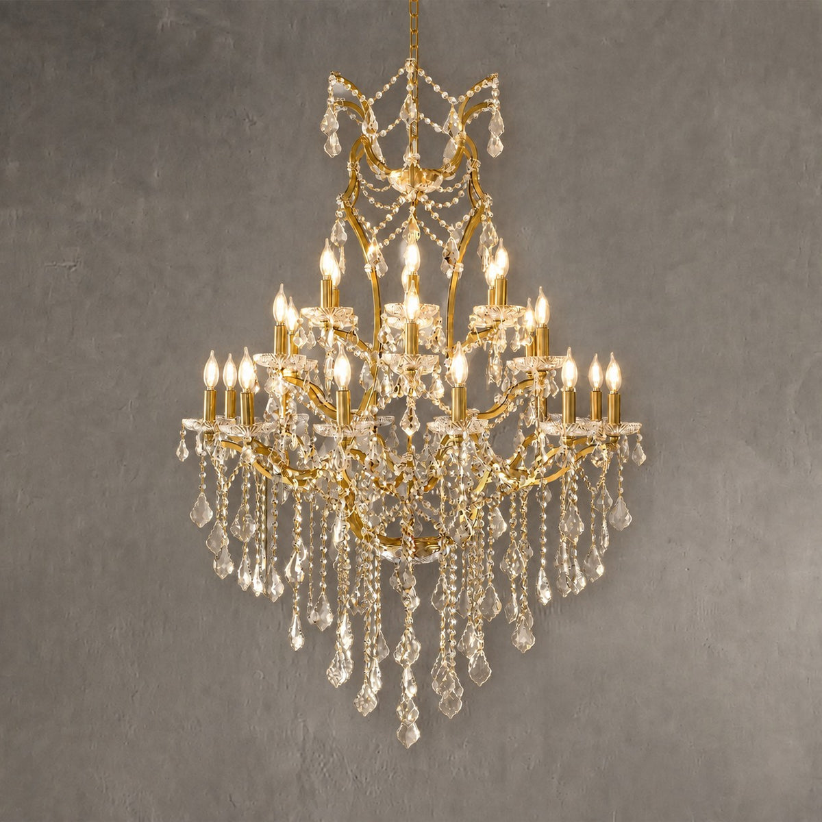 37.4" 24-Light Maria Theresa Crystal Chandelier - Gold