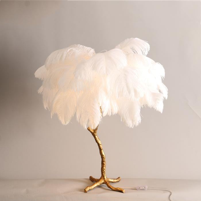 Aisa Featherly Ostrich Feathe Table Lamp