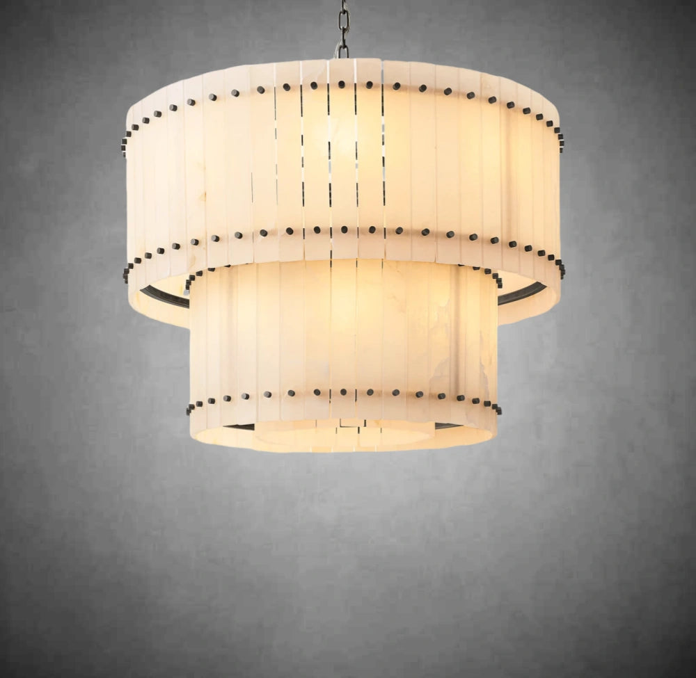 Marino Alabaster Round Tiered Chandelier