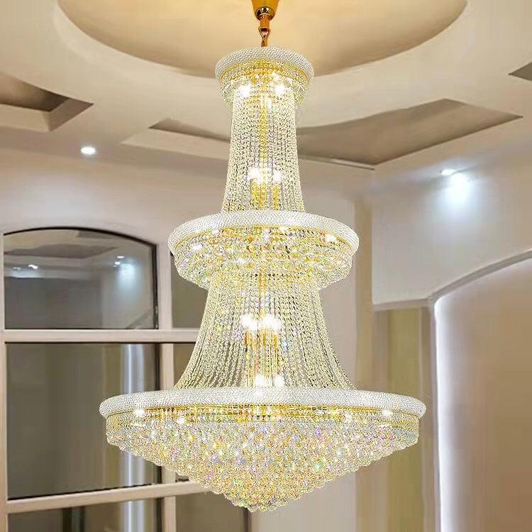 Luxury Crystal Chandelier for Grand Villa Hall and Duplex Staircase Lighting
