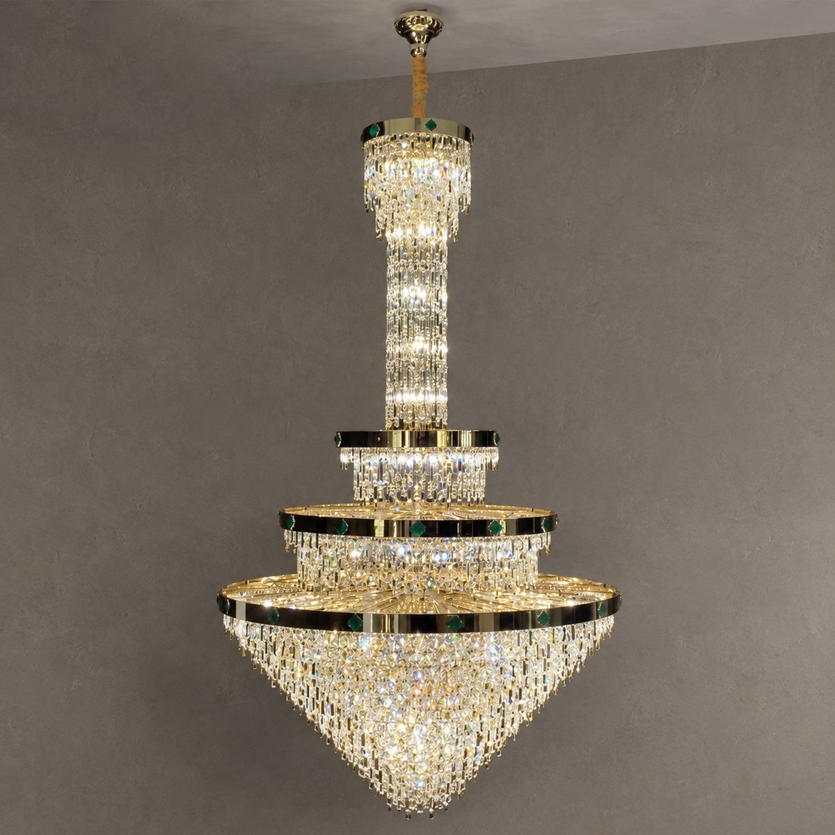 Extra Large 3-layer Conical Funnel Crystal Chandelier for High-ceiling Foyer/Hallway/Entryway