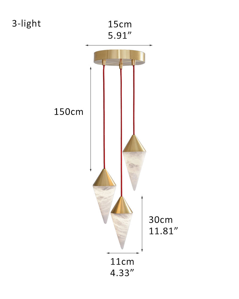 12 light Conical Cluster Minimalist Design Alabaster Pendant Light