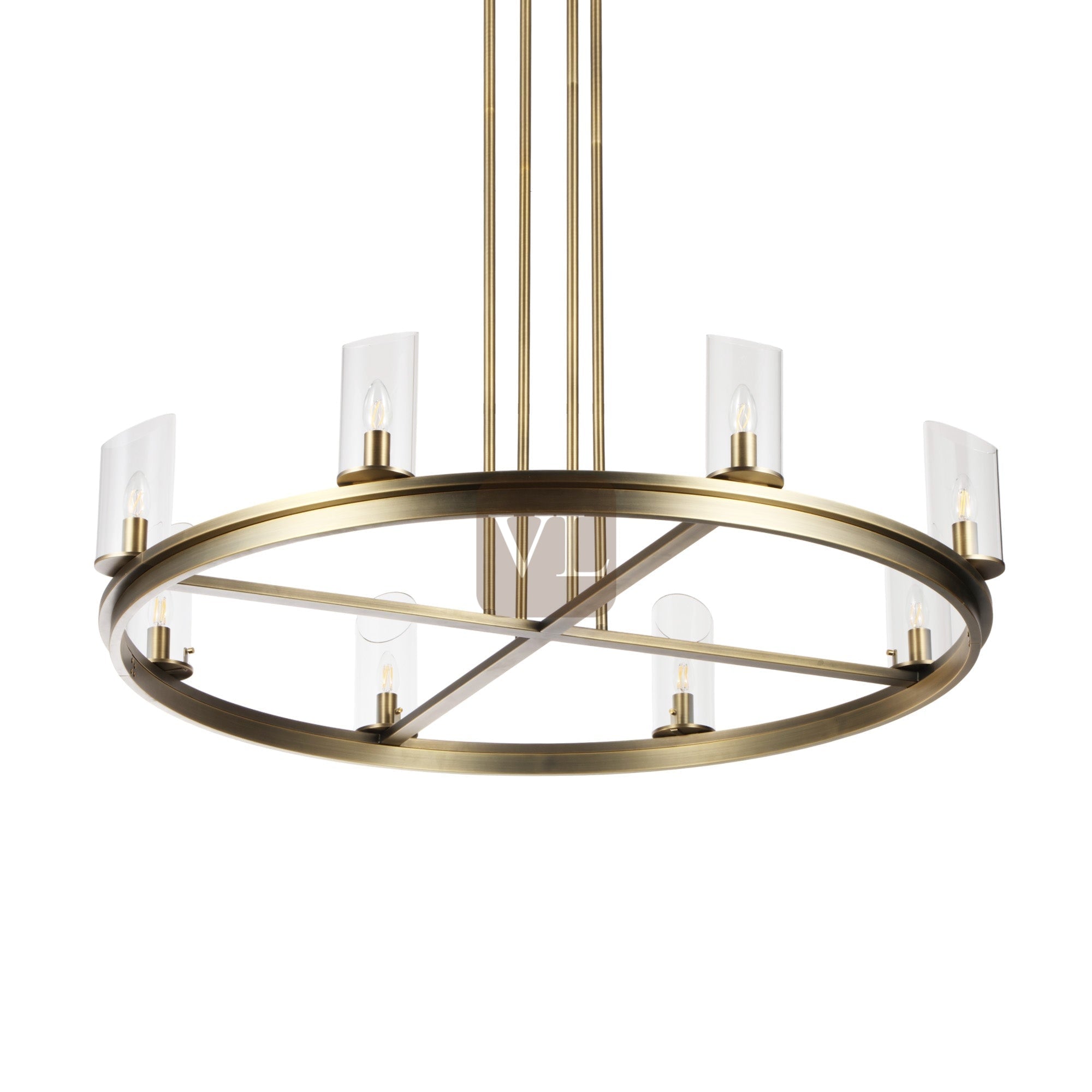 Modern Frame Glass Shade Chandelier