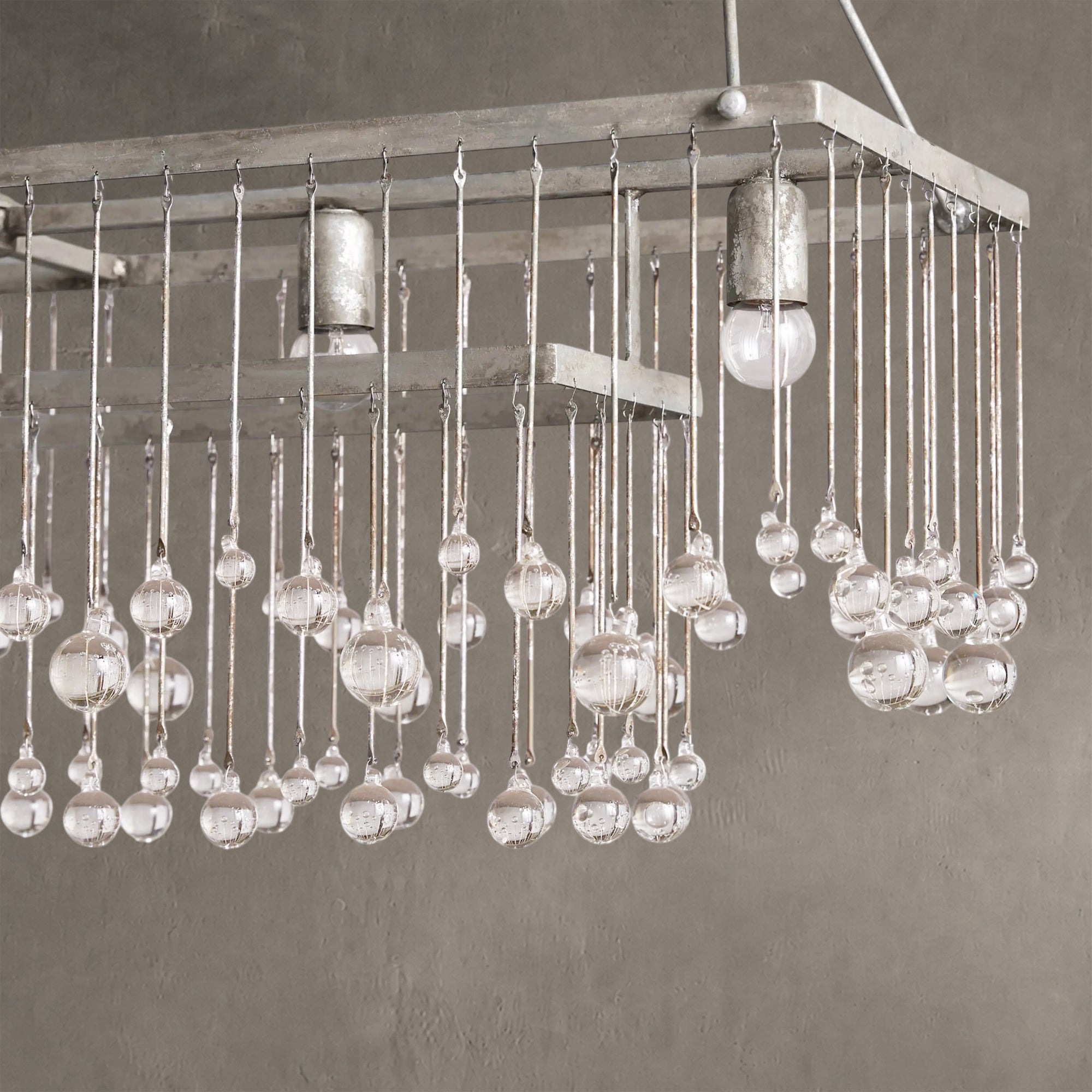Aubrey Crystal Ball Rectangular Chandelier 47'' 60''