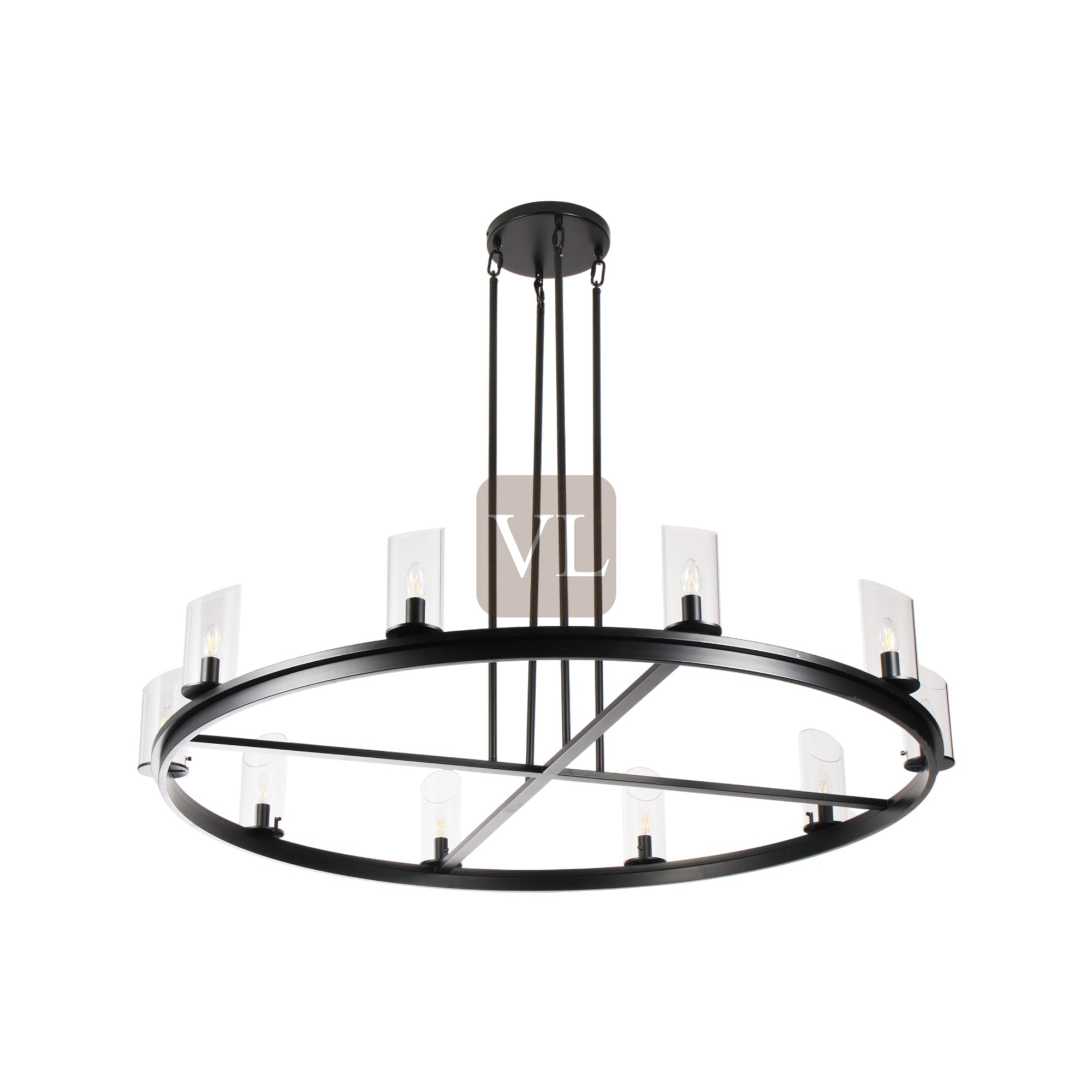 Modern Frame Glass Shade Chandelier
