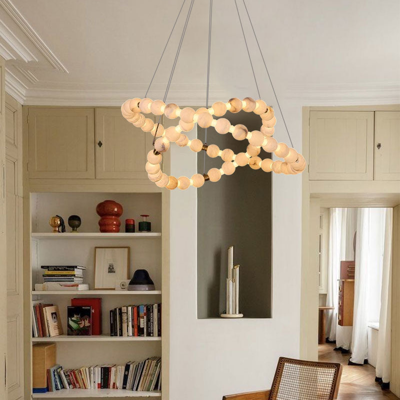 Modern Pearl Alabaster Necklace Circle Double Chandelier by dimming