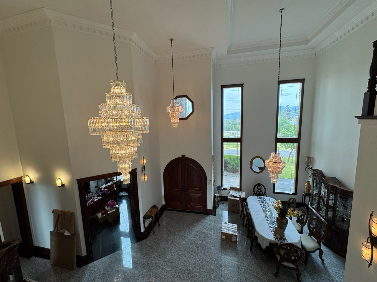 Celestia Grand Crystal Chandelier | Luxury Staircase & Entryway Lighting 36H