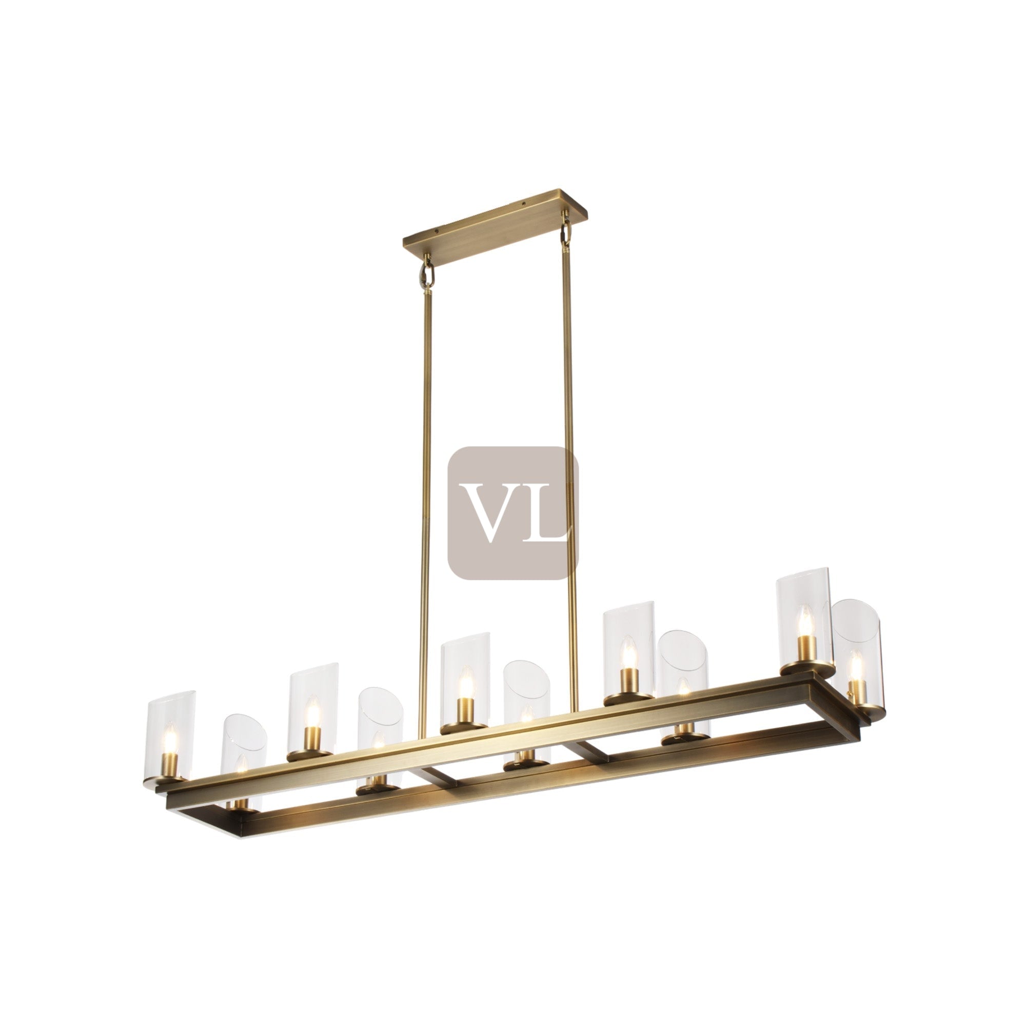 Modern Frame Glass Shade Chandelier