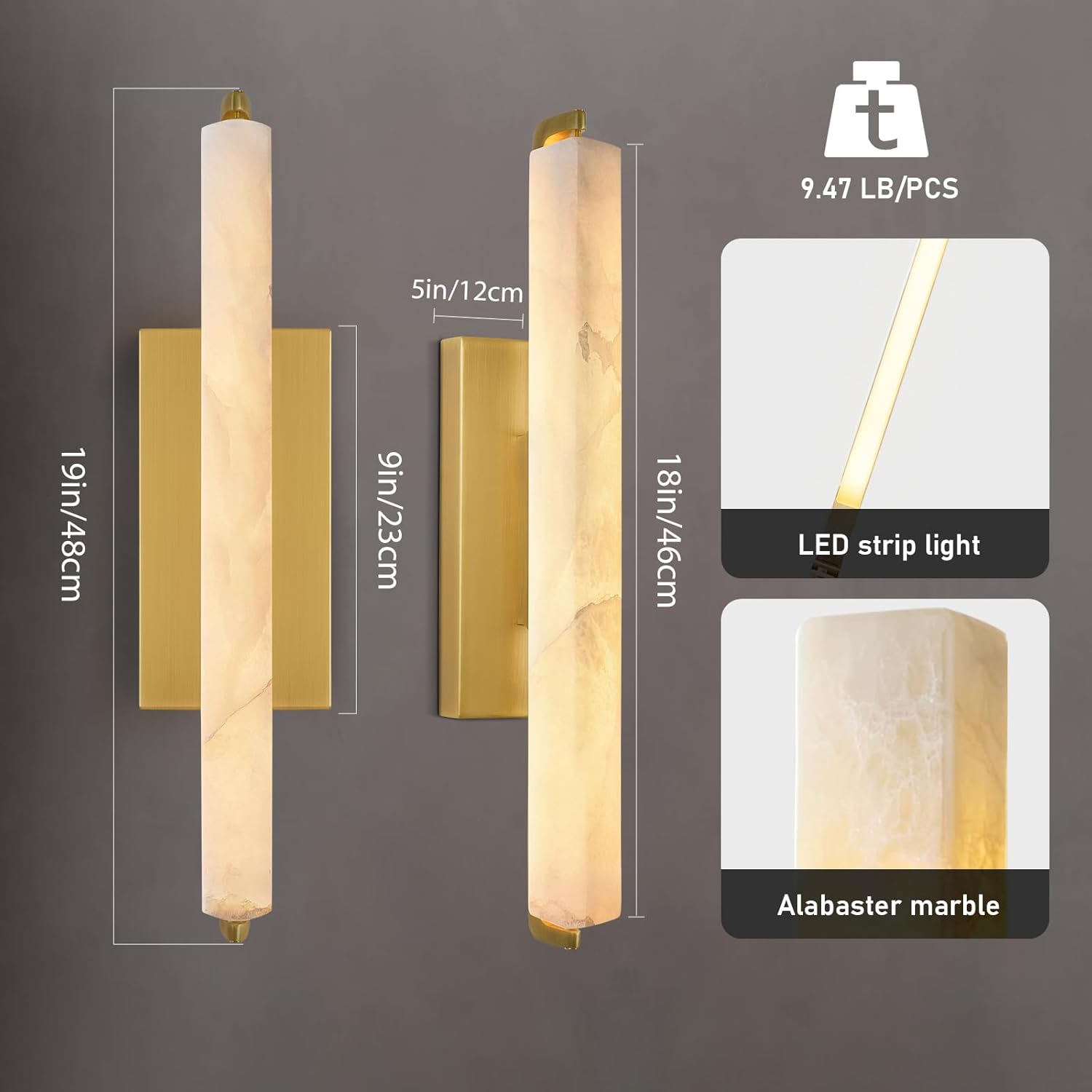Elegant Alabaster Handcrafted Wall Sconce