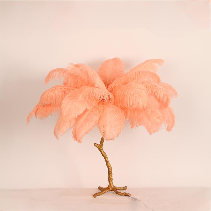 Aisa Featherly Ostrich Feathe Table Lamp