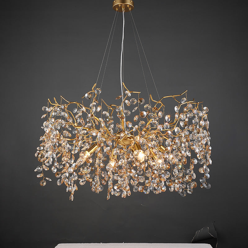 Modern Crystal Branch Chandelier for Foyer Entryway 1.5"D