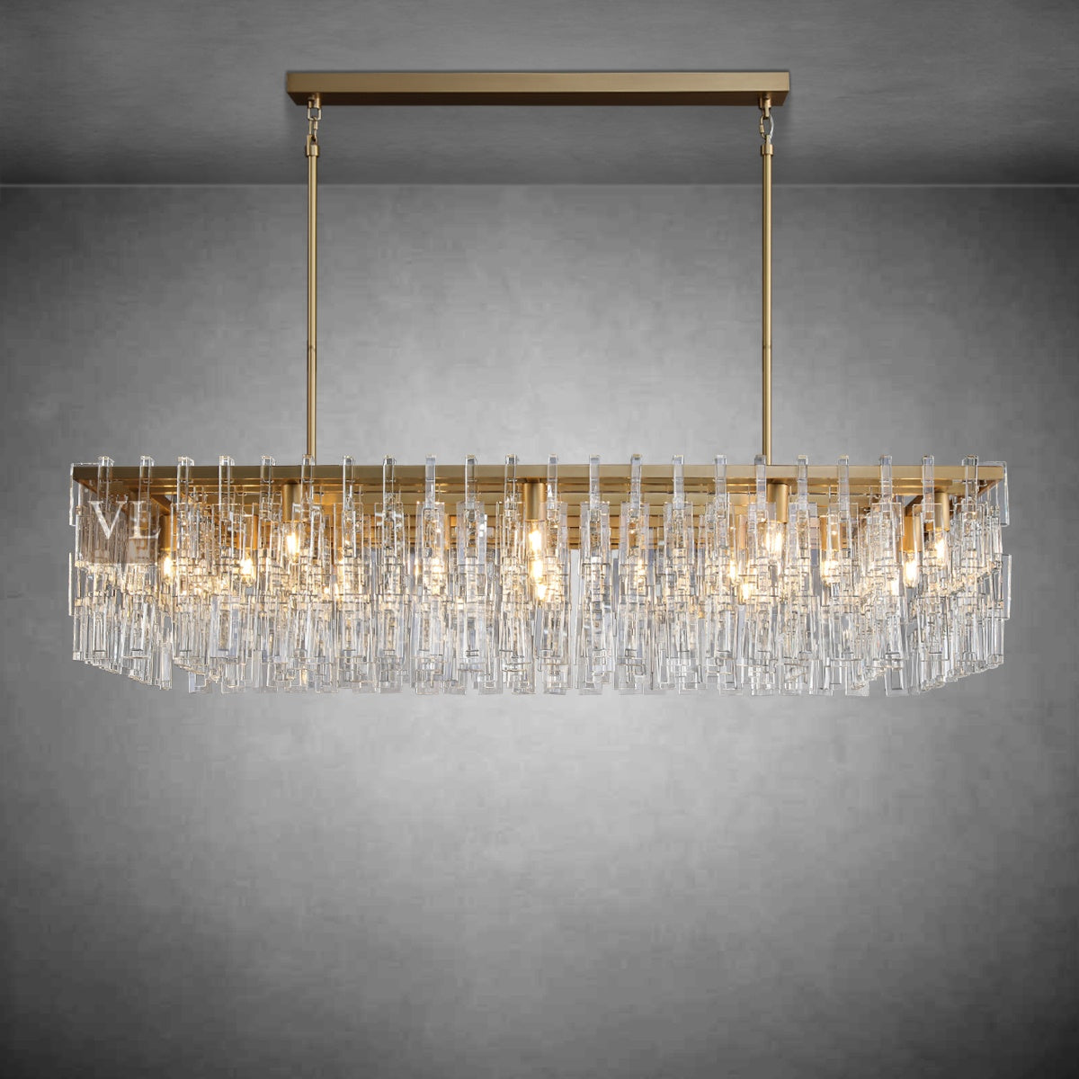 Miravon  K9 Crystal Rectangular Chandelier 60"