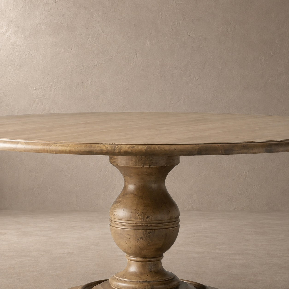 Round Dining Table in Hand-Carved Tulipwood