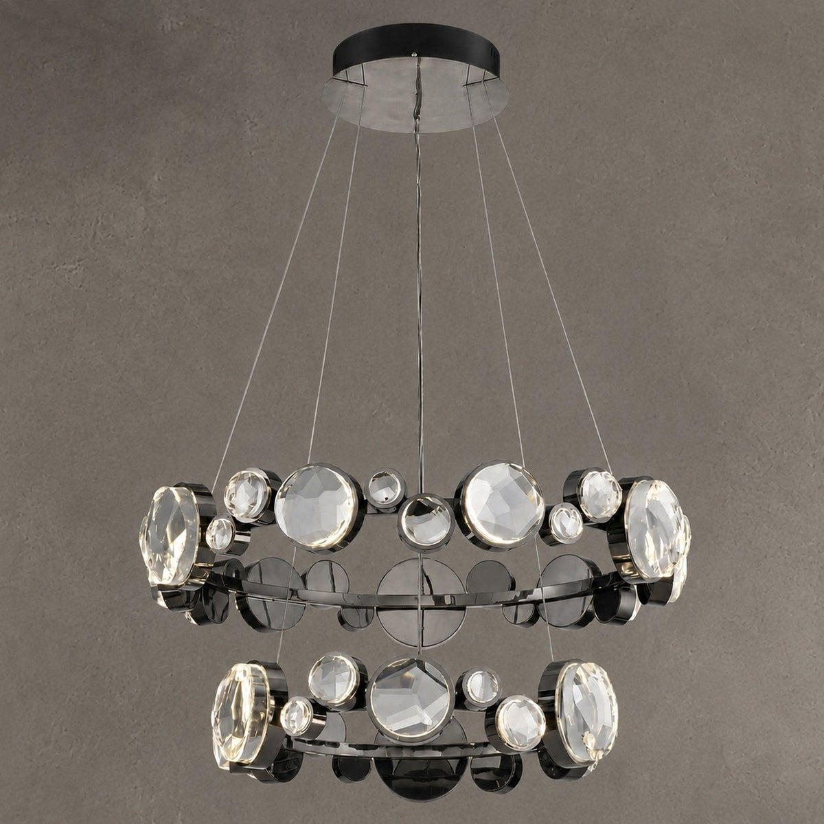 Eclipse Two Ring Modern Crystal Chandelier