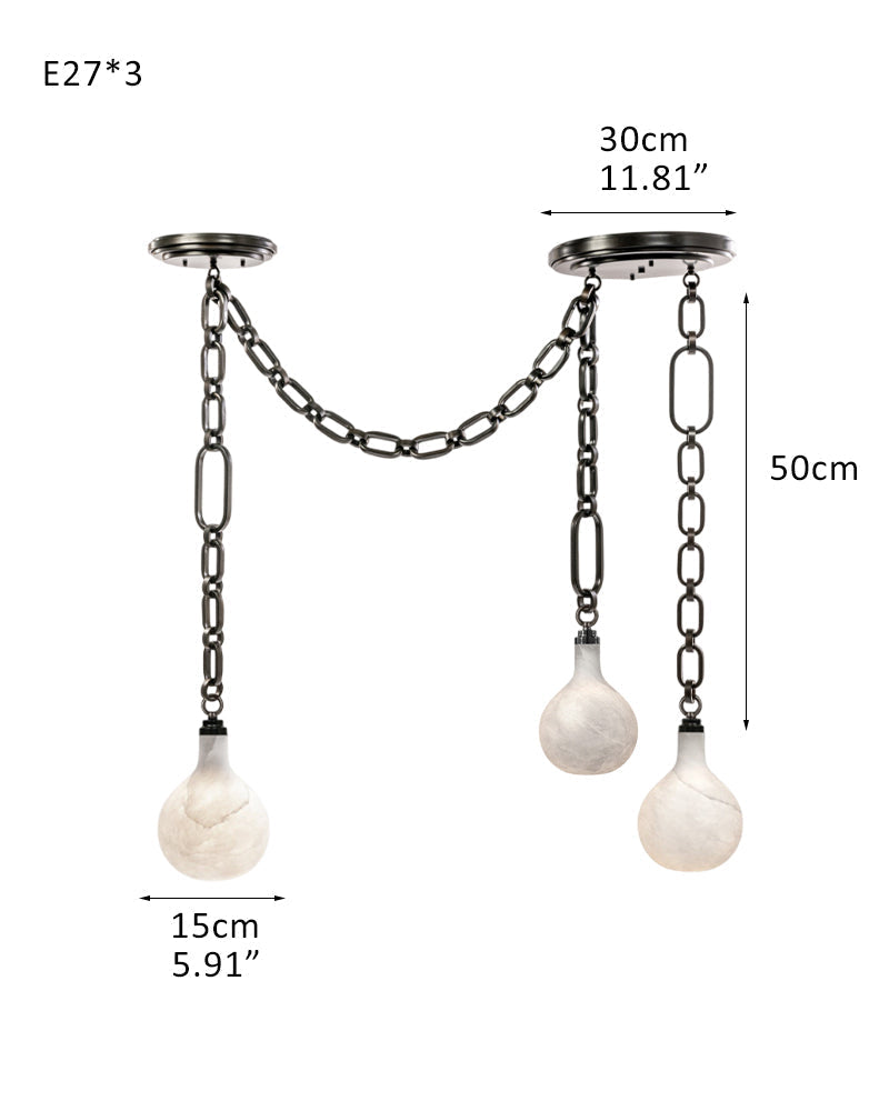 Cluster White Alabaster Globe Pendant Light with adjustable chain