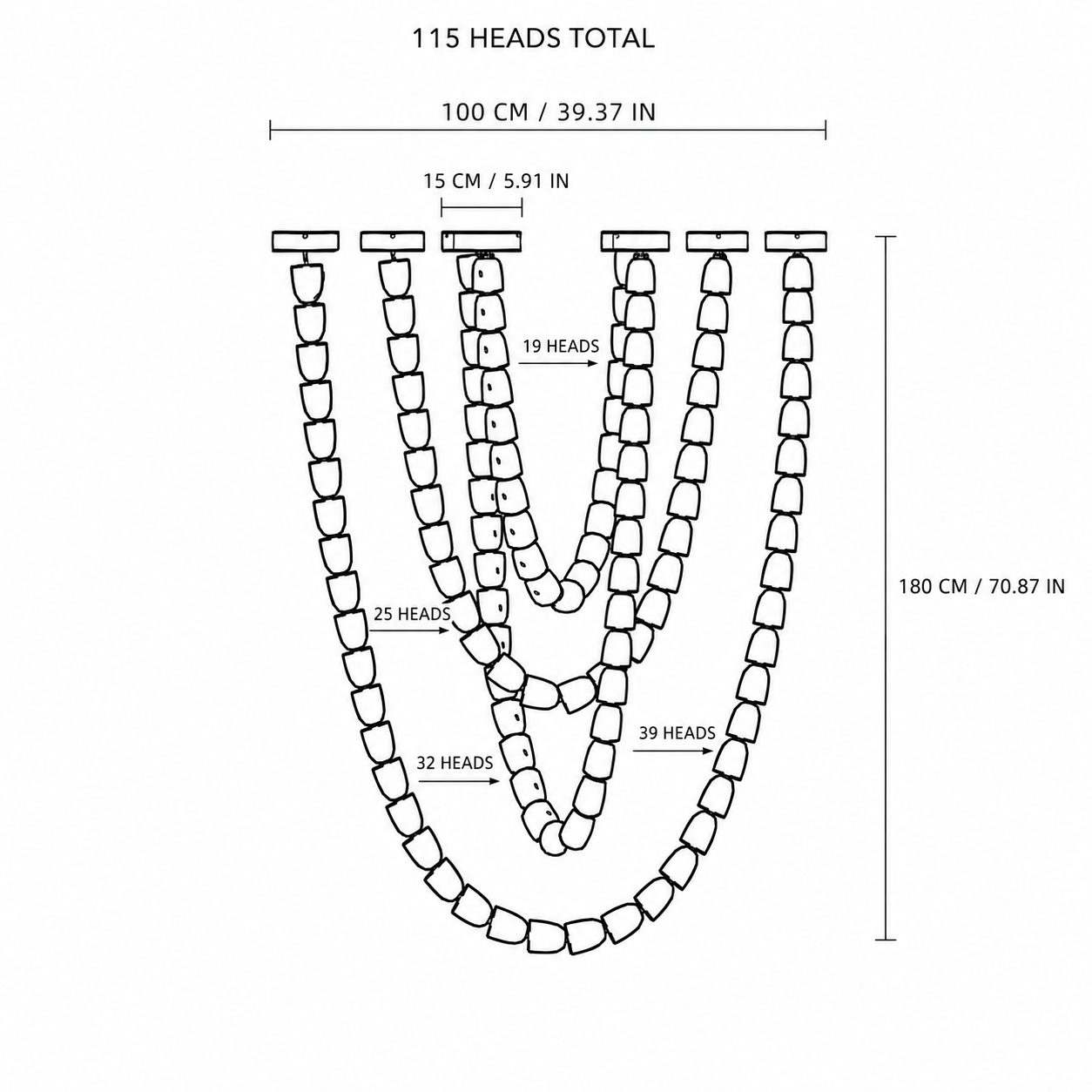 Chandelier Versailles Veil Cascading Crystal