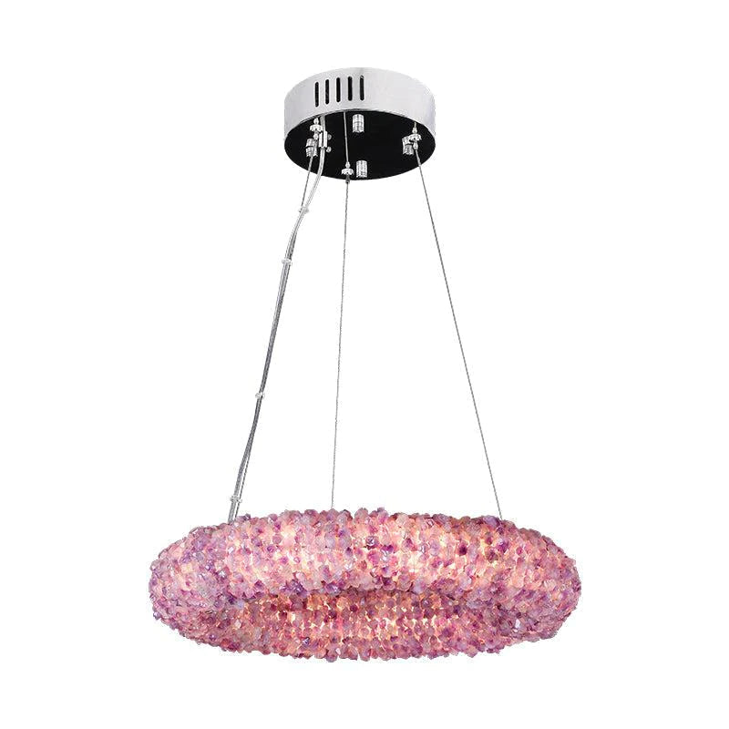 Tadeo Purple Rock Crystal Round Luxury Chandelier