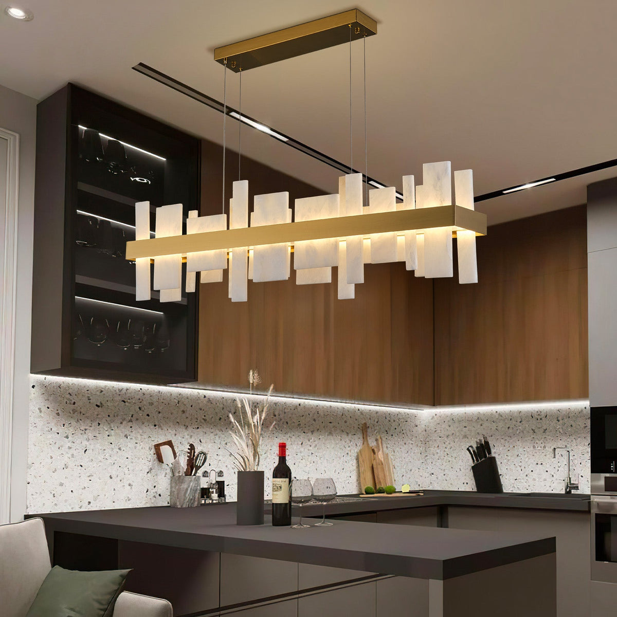 Linear Alabaster Dining Chandelier