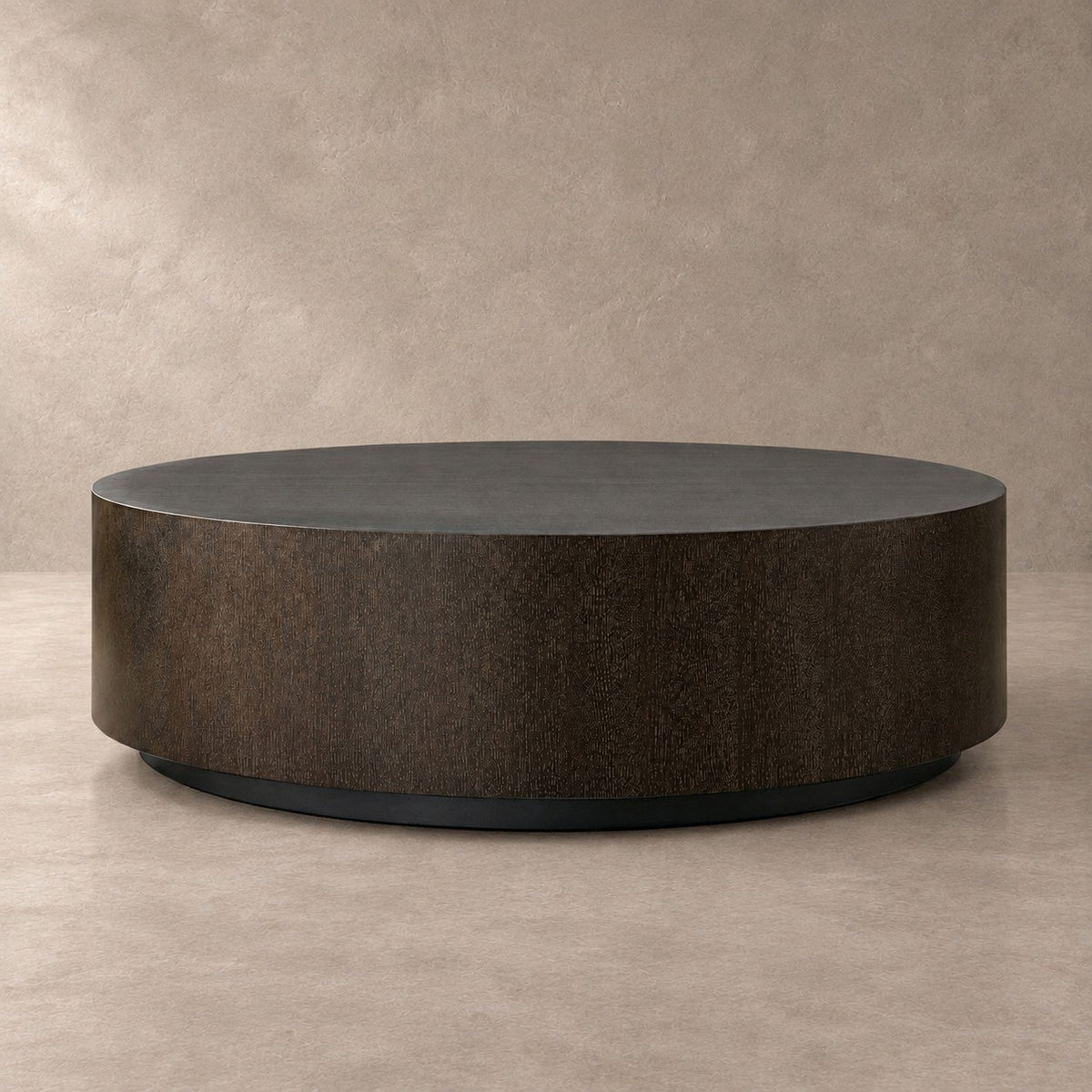 Oak Wood Round Plinth Coffee Table
