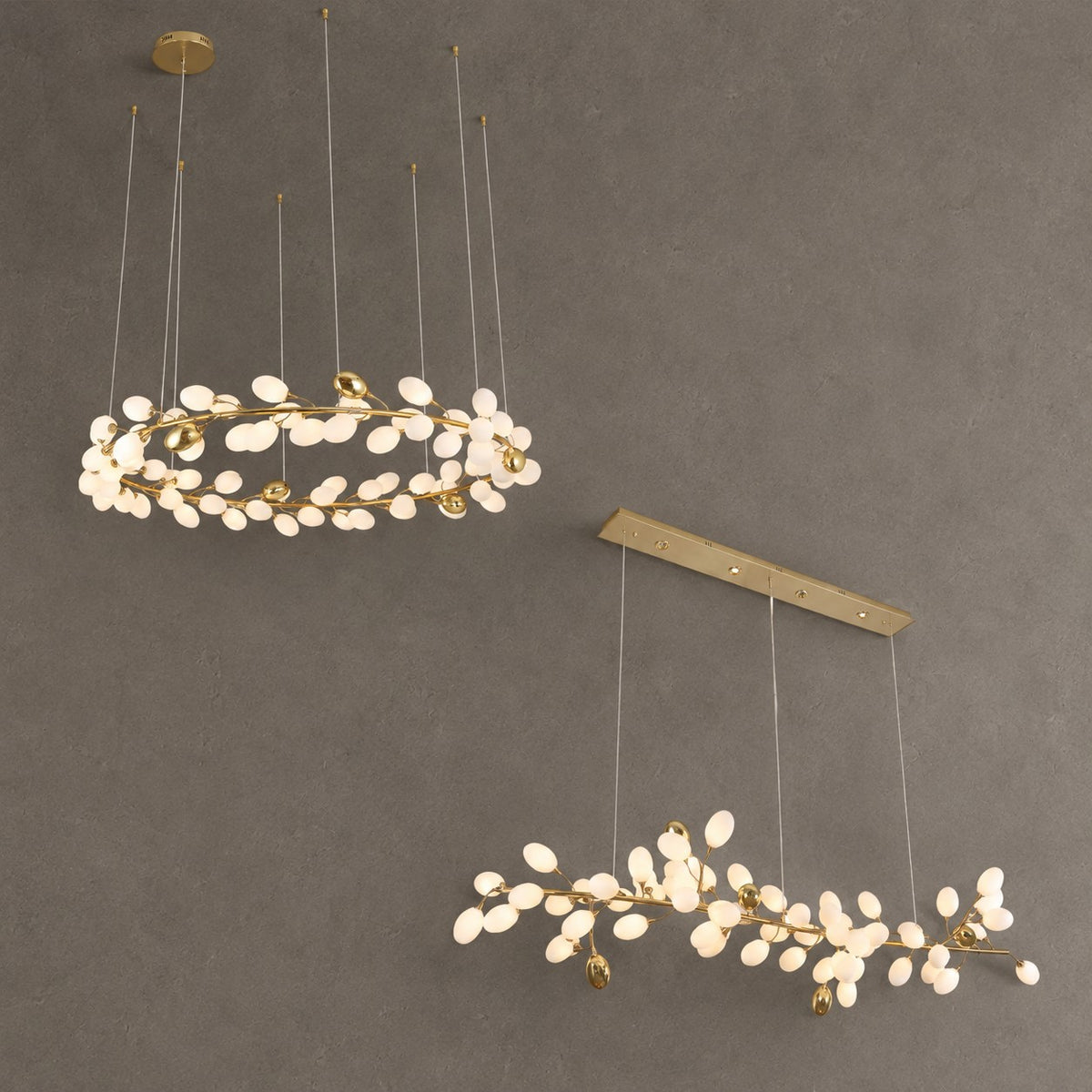 Modern Nordic Creative Art Designer Ring/Linear Pure White Grape Chandelier for Living/Dining Room