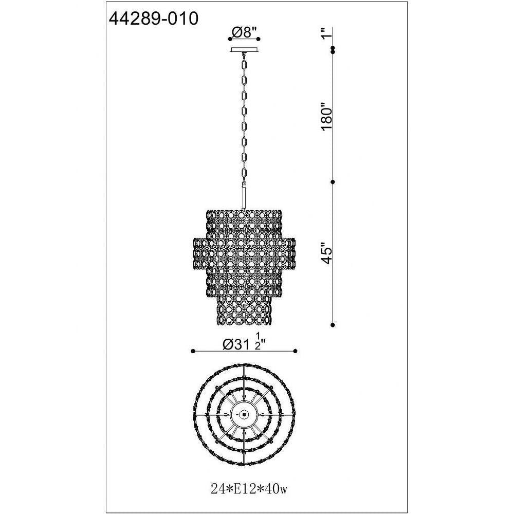 Perrene - 24 Light Chandelier In Modern And Contemporary Style 45"