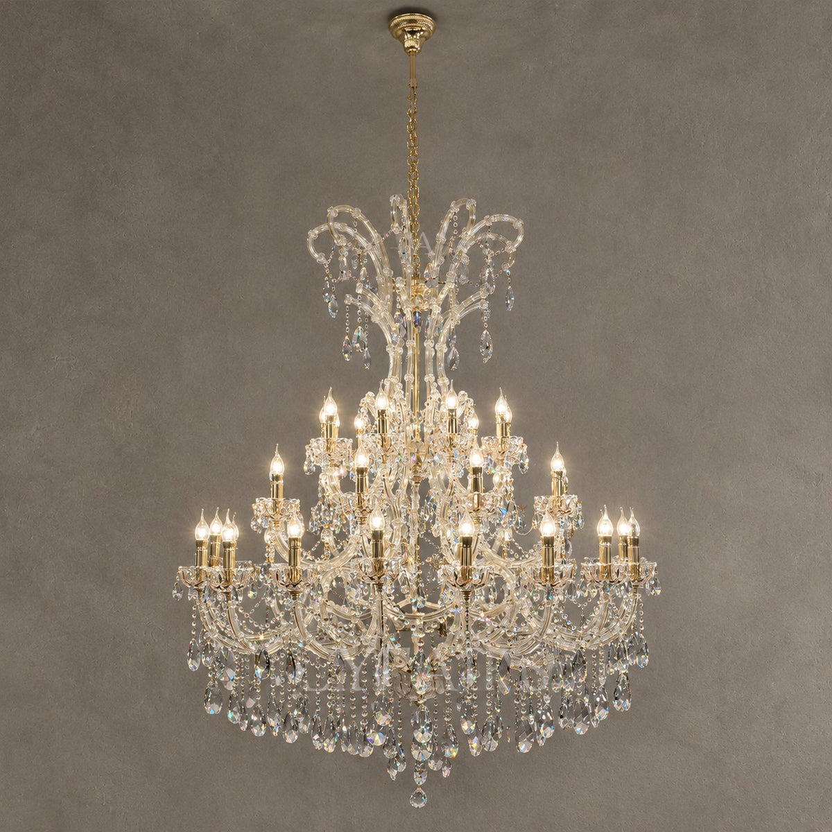 Majestic Royal Crown Crystal Candle Chandelier for Luxury Villa & Banquet Hall