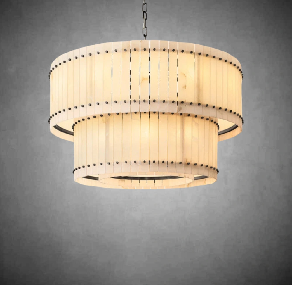 Marino Alabaster Round Tiered Chandelier