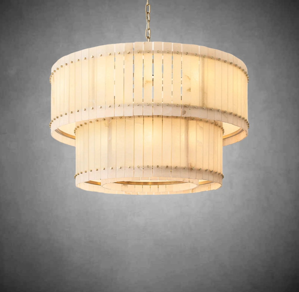 Marino Alabaster Round Tiered Chandelier