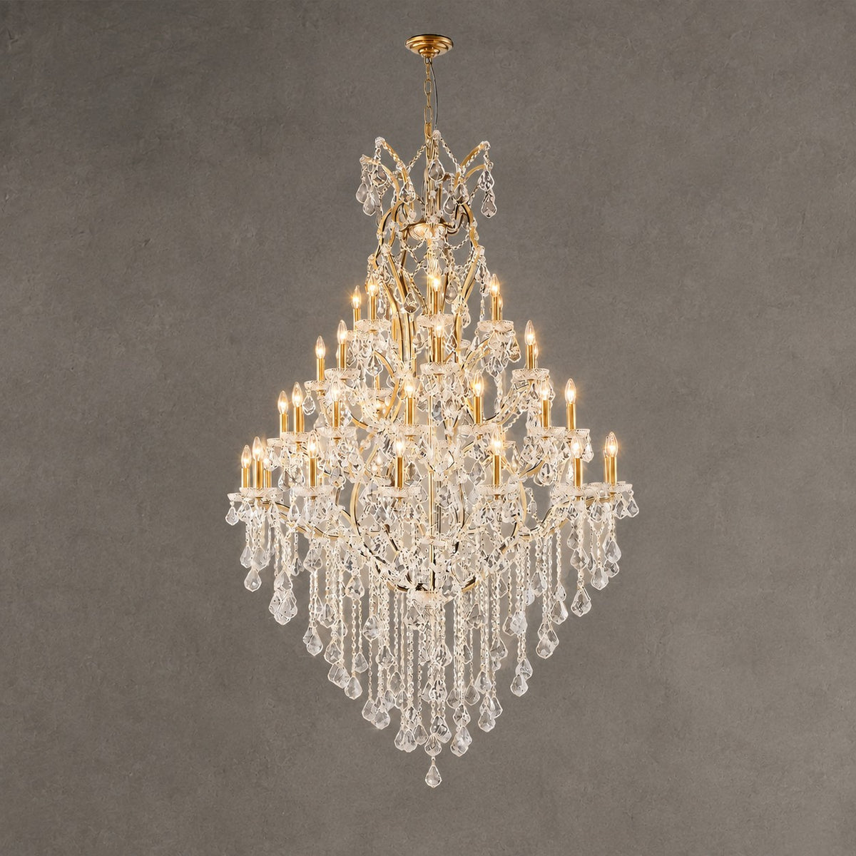49.2" 44-Light Maria Theresa Crystal Chandelier - Gold