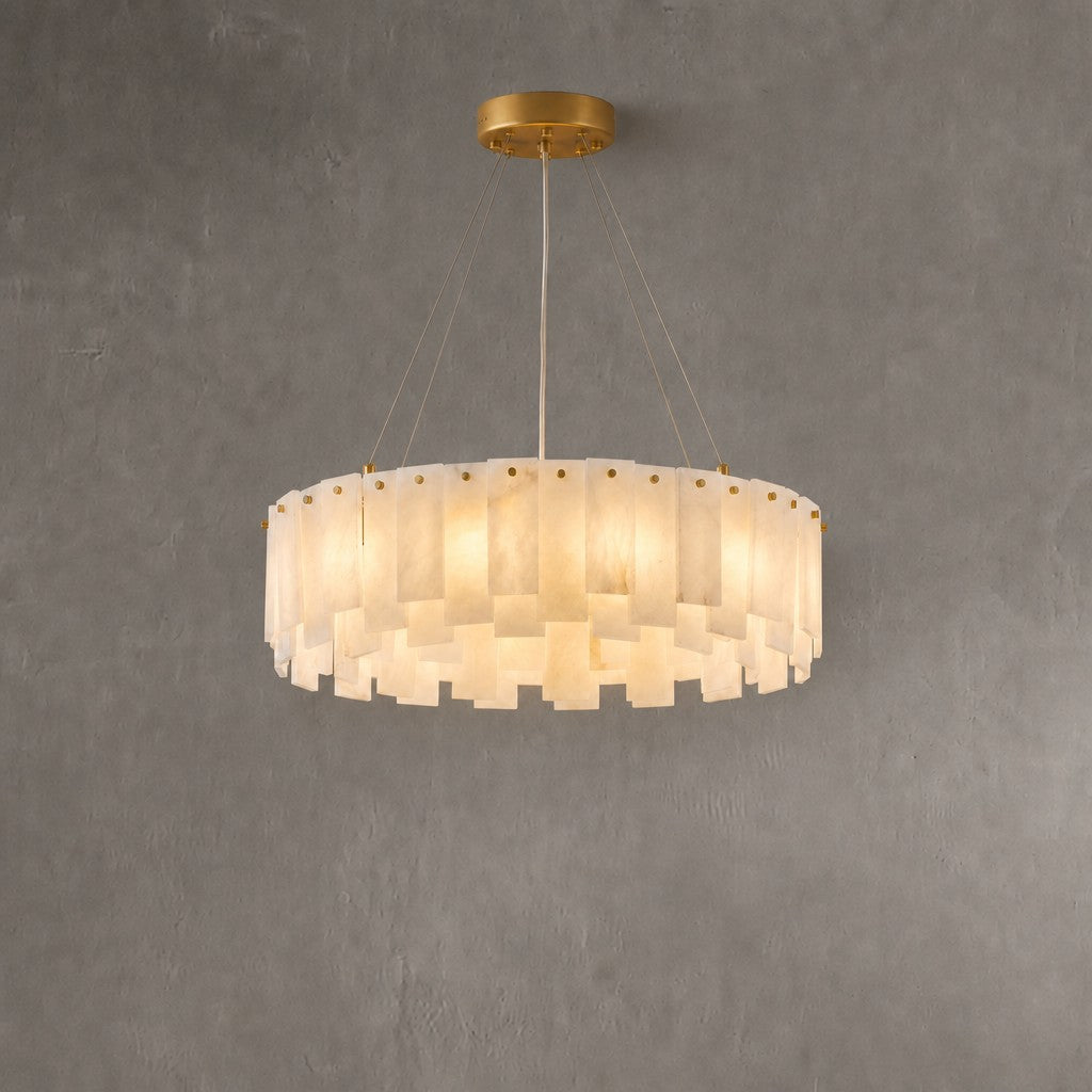Staggered Alabaster Slice Round Pendant D600 - Copper