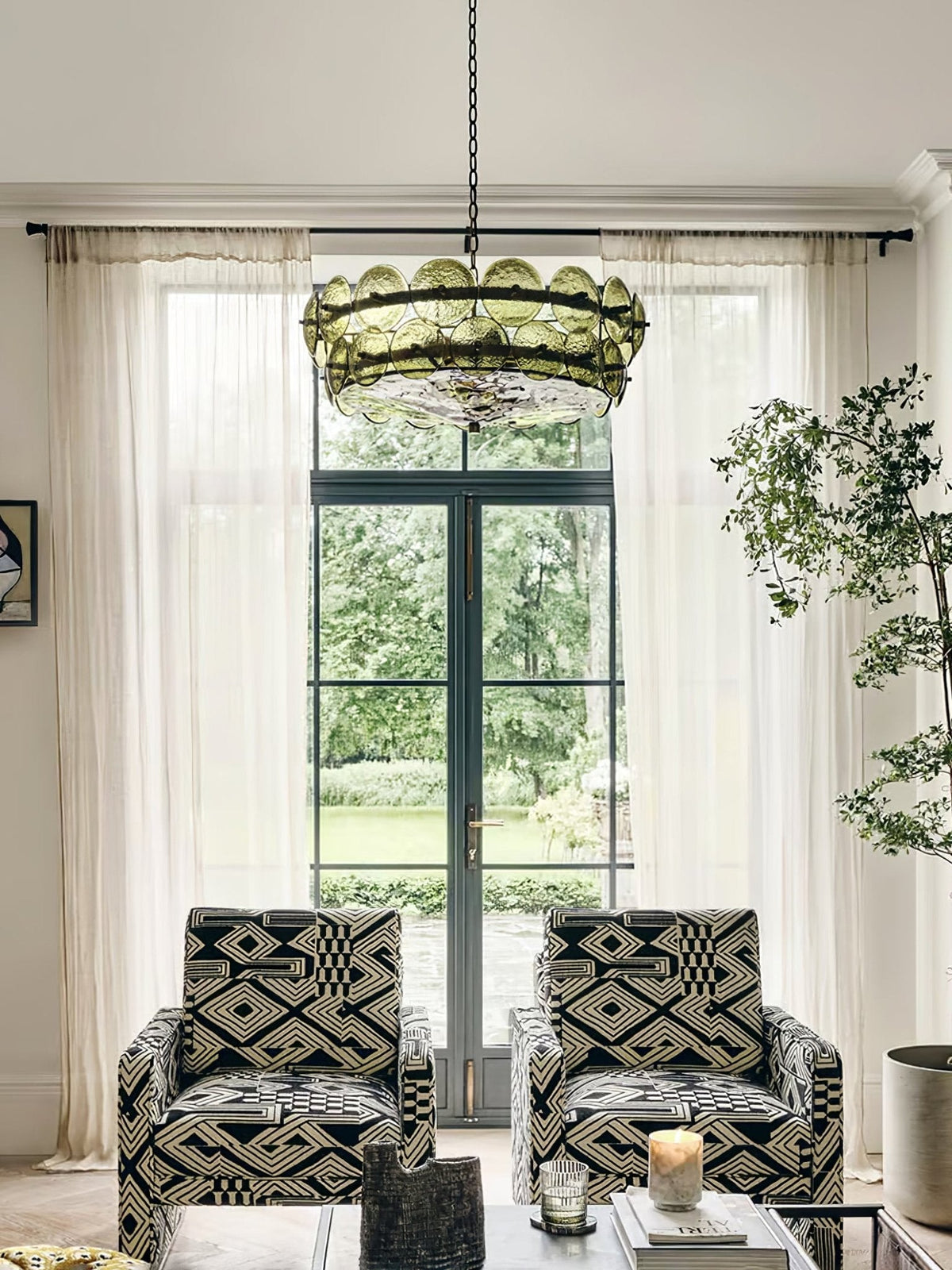 Solaris Amber Glass Disc Chandelier