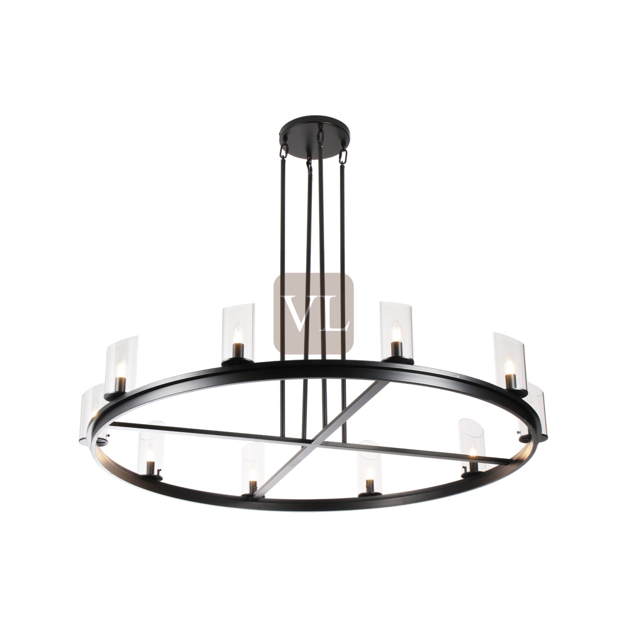 Modern Frame Glass Shade Chandelier