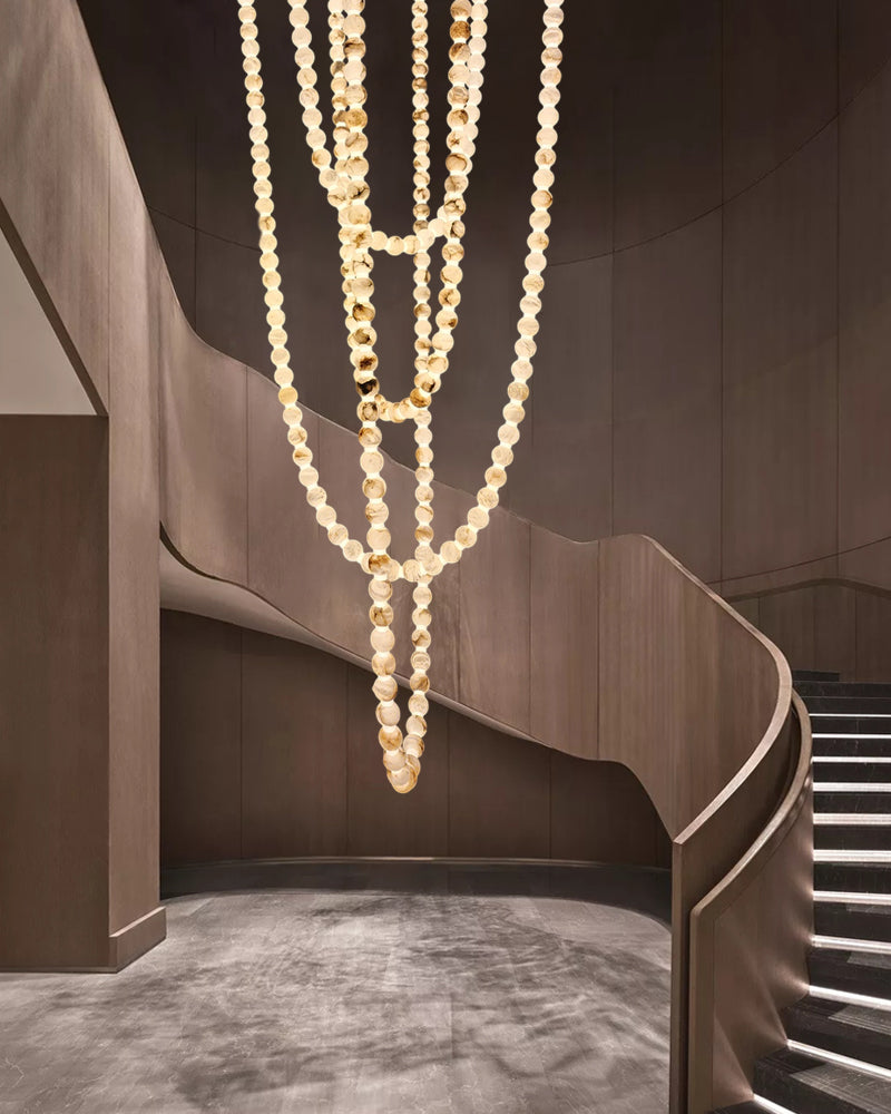 Cascading Alabaster Globe Chandelier