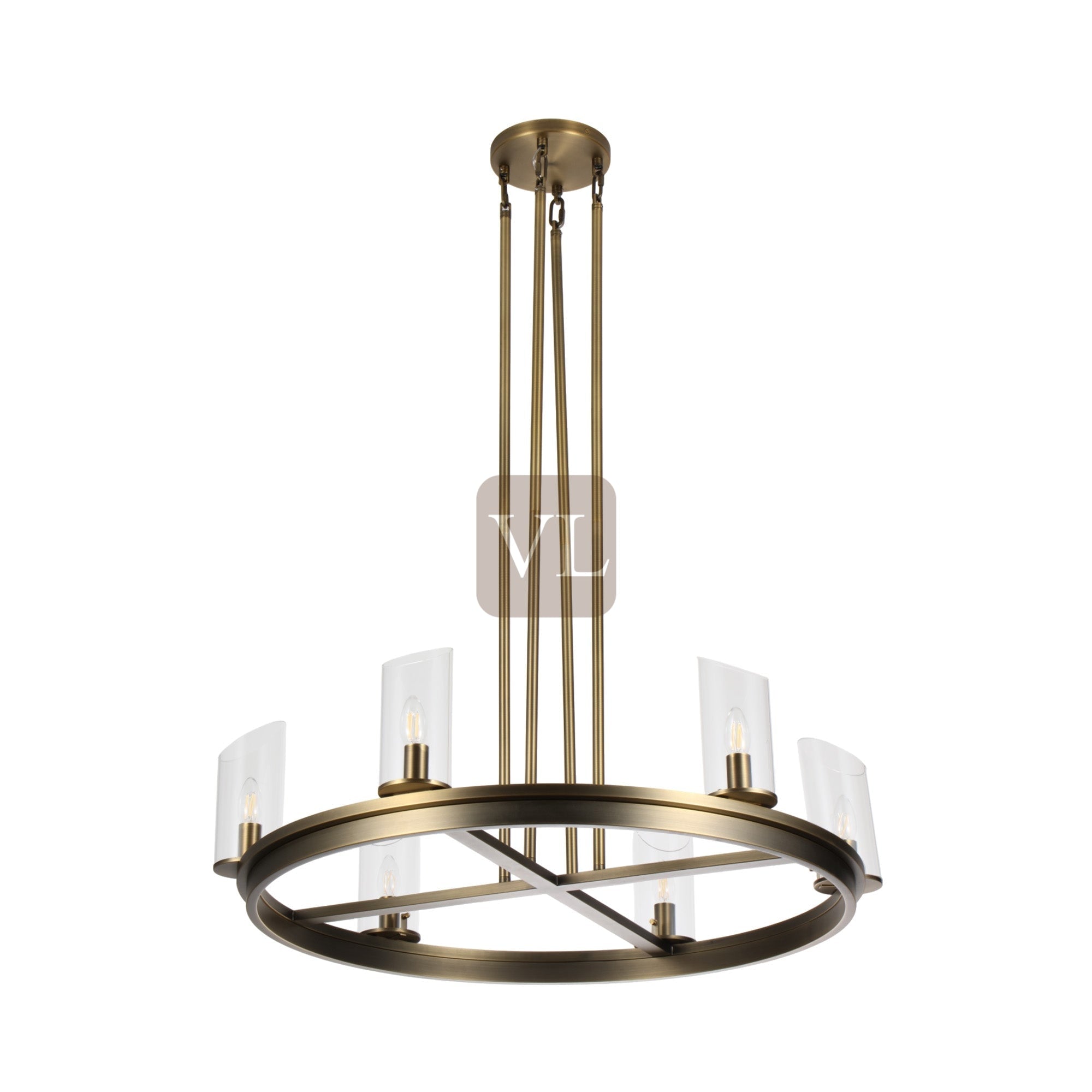 Modern Frame Glass Shade Chandelier