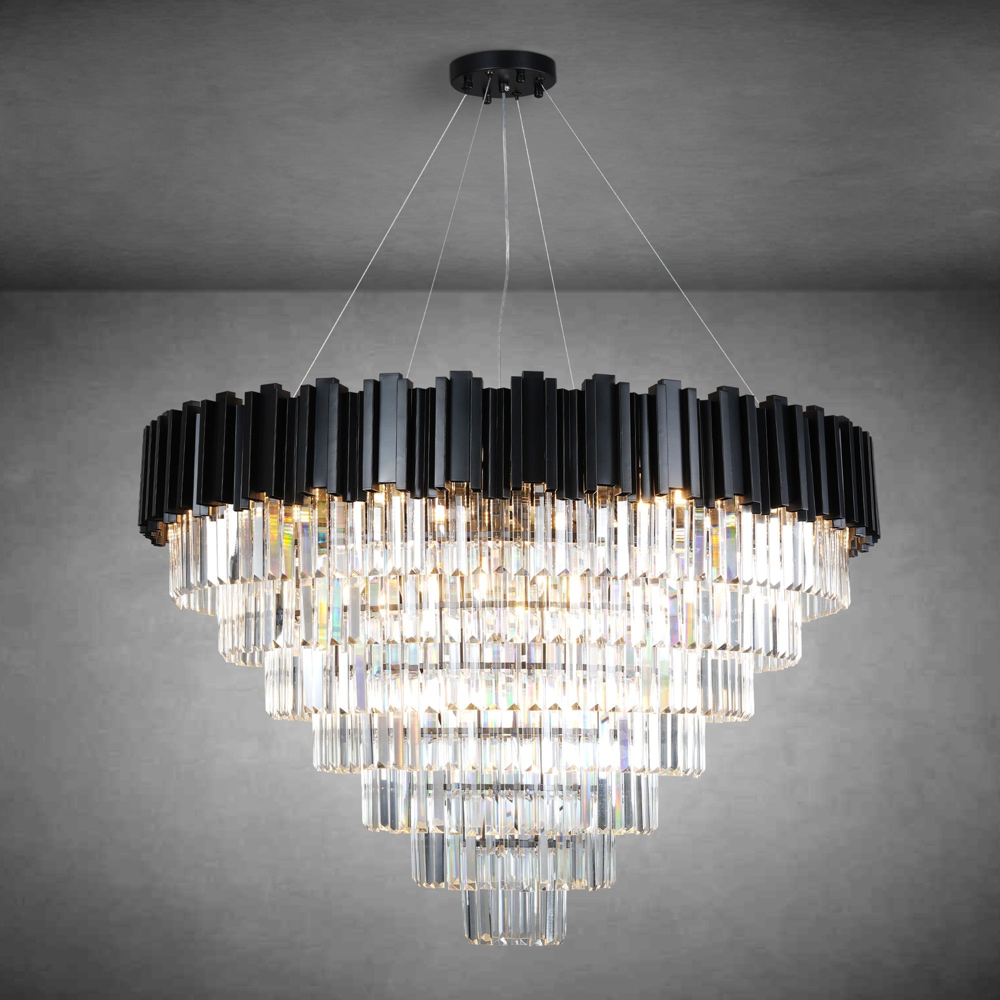 7-Tier 39" Black Chandelier