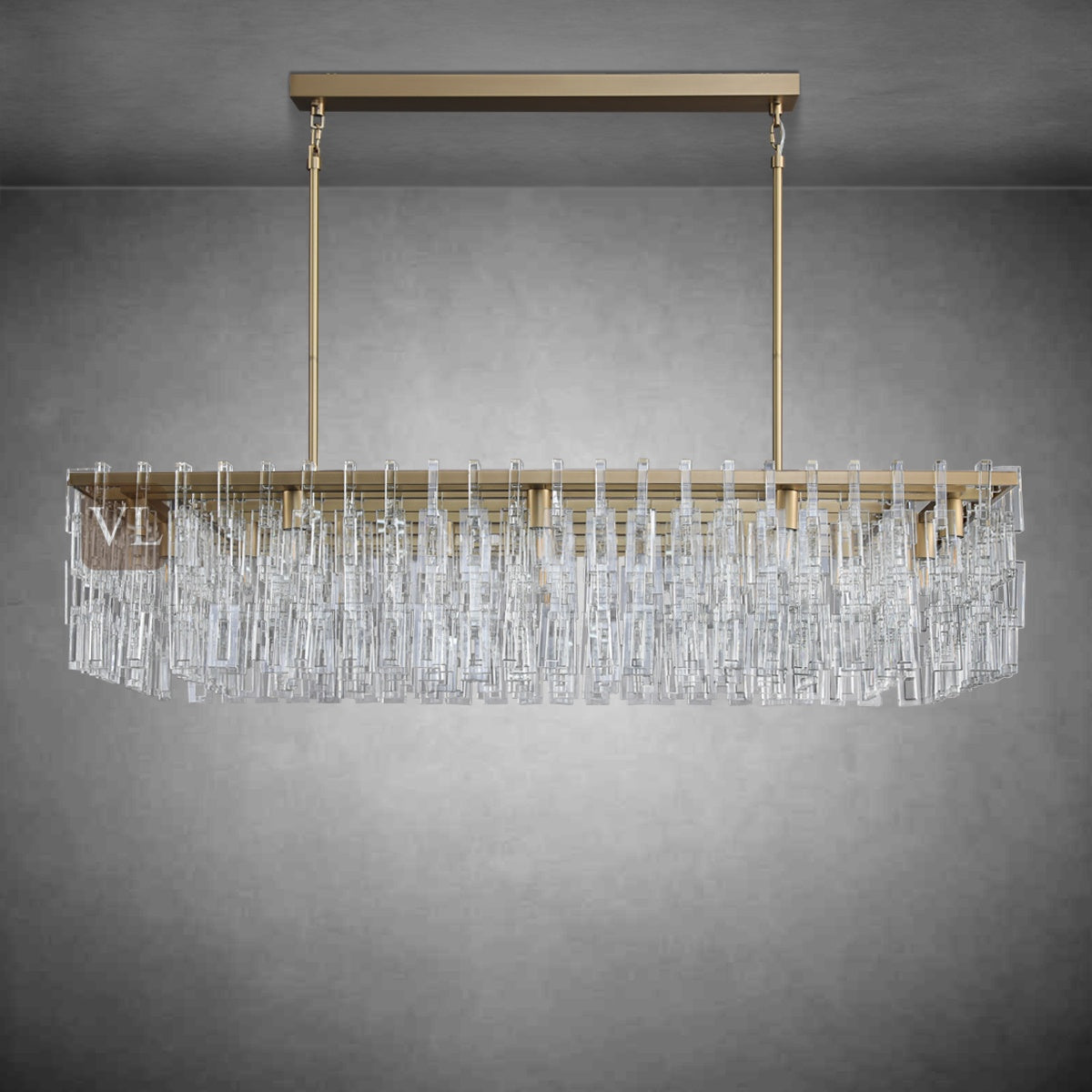 Miravon  K9 Crystal Rectangular Chandelier 60"