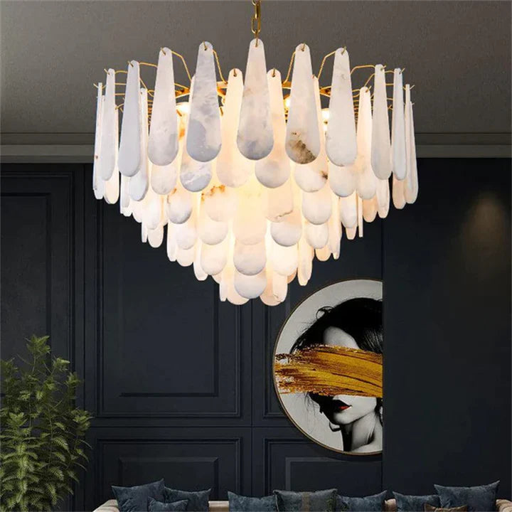 Alabaster Foyer Chandelier Lighting, Luxury Modern Lighting