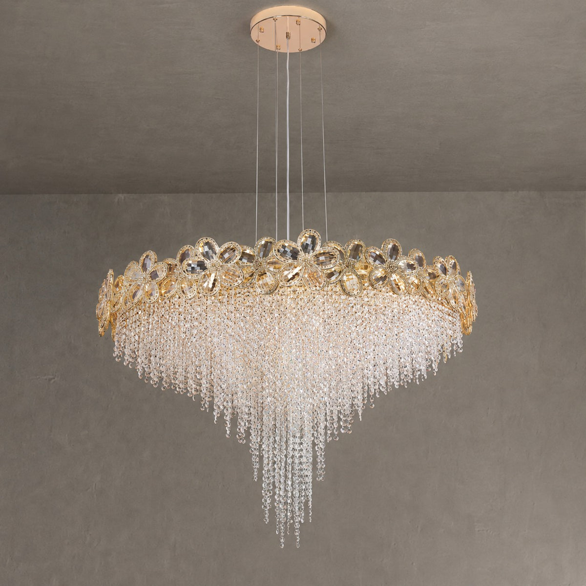 Modern Flower Crystal Tassel Chandelier for Living Room/Dining Room