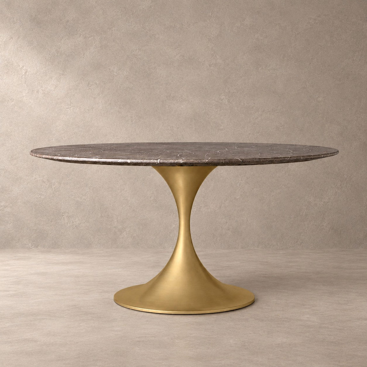 Round Stone-Top Steel-Base Dining Table