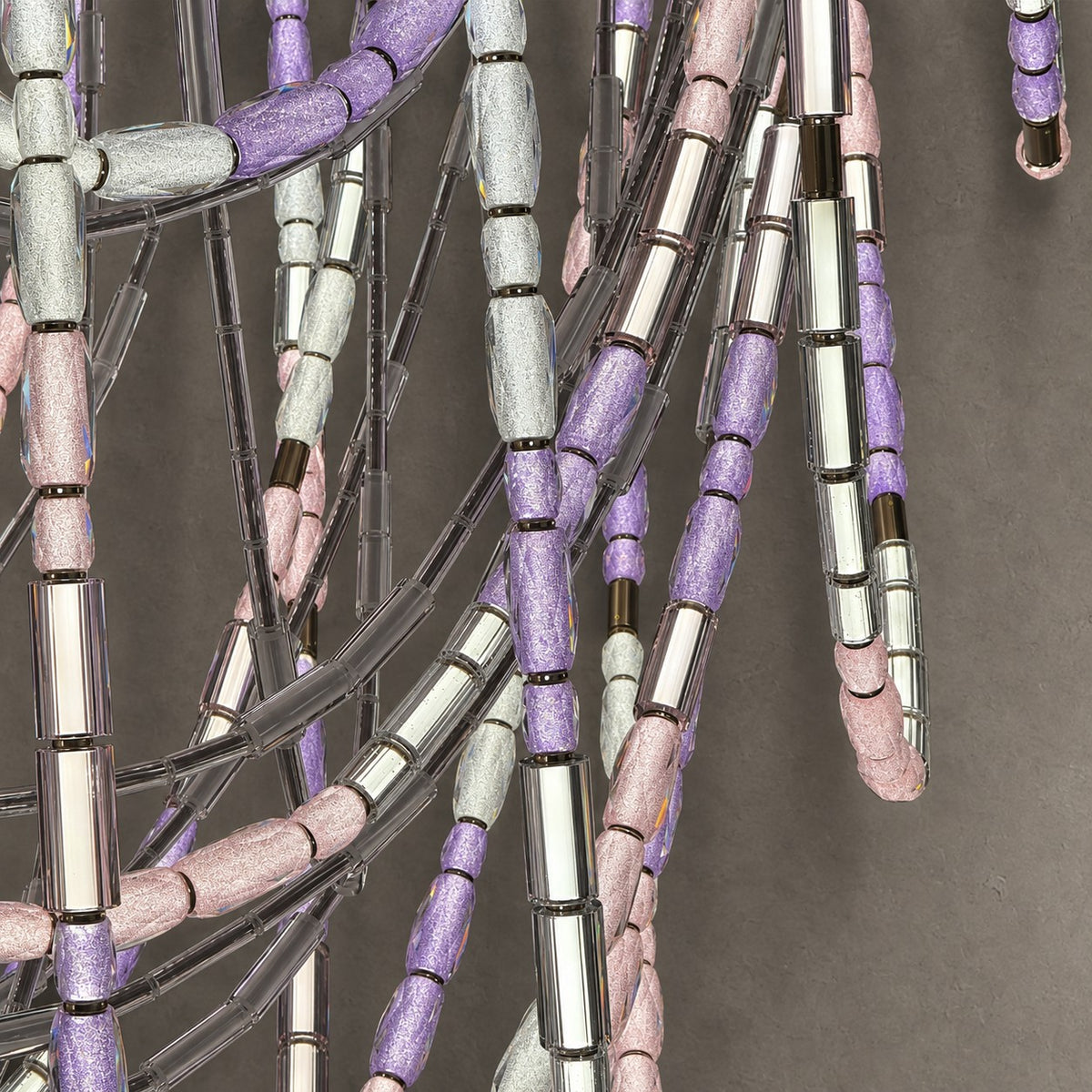 Luxury Artistic Dreamy Pastel Blended Crystal Tube Chain Chandelier for Villa/Lobby/Foyer