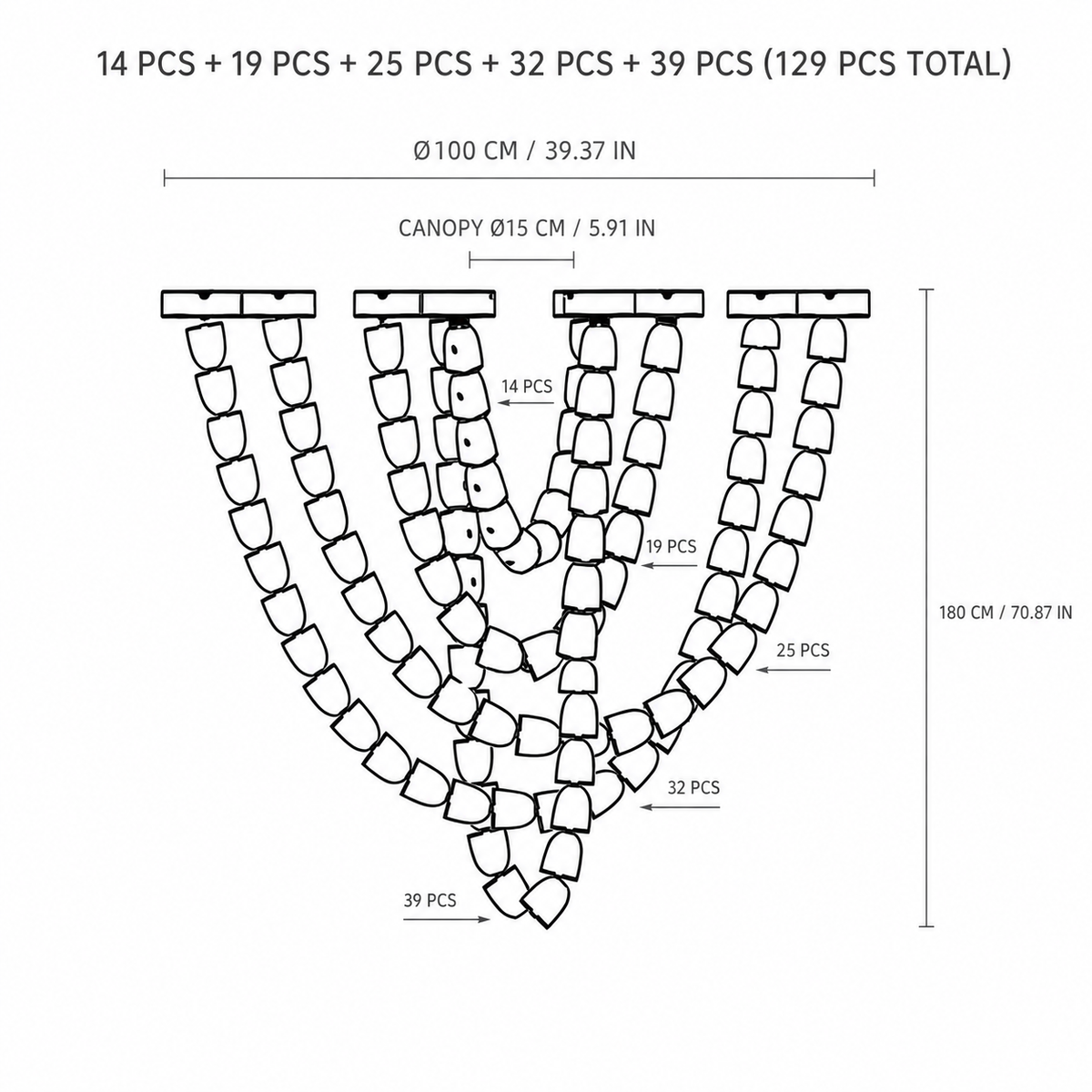 Chandelier Versailles Veil Cascading Crystal