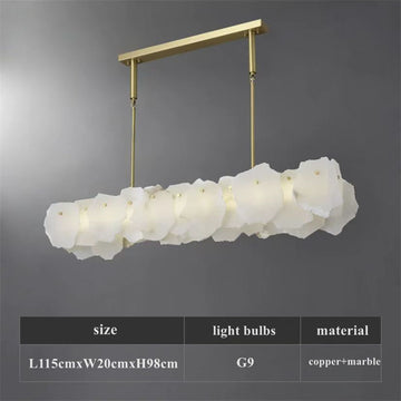 Alabaster Flakes Linear Chandelier -Rod