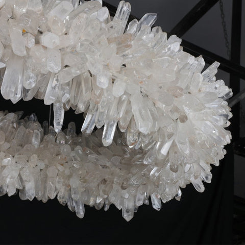 47'' Oval Modern Clear Geode Quartz Crystal Chandelier for Dining Room