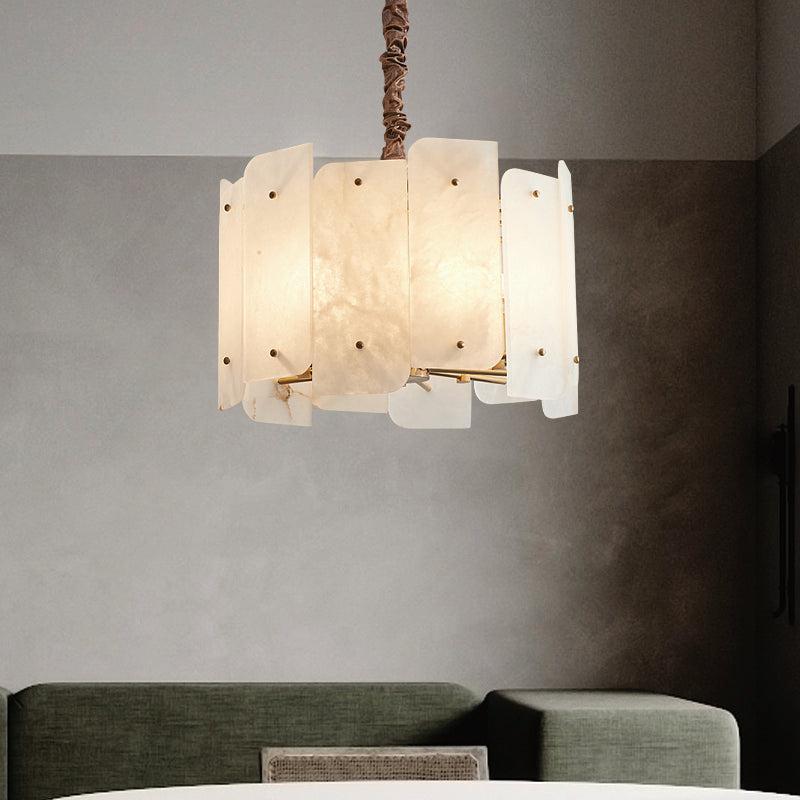 Elegant Marble Alabaster Round Chandelier with 5 or 10 Lights