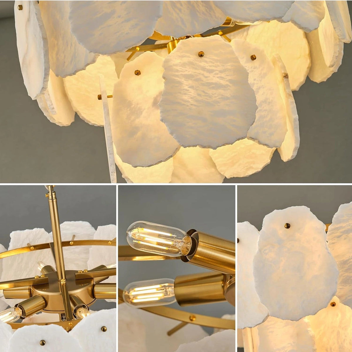 Layered Alabaster Round Chandelier