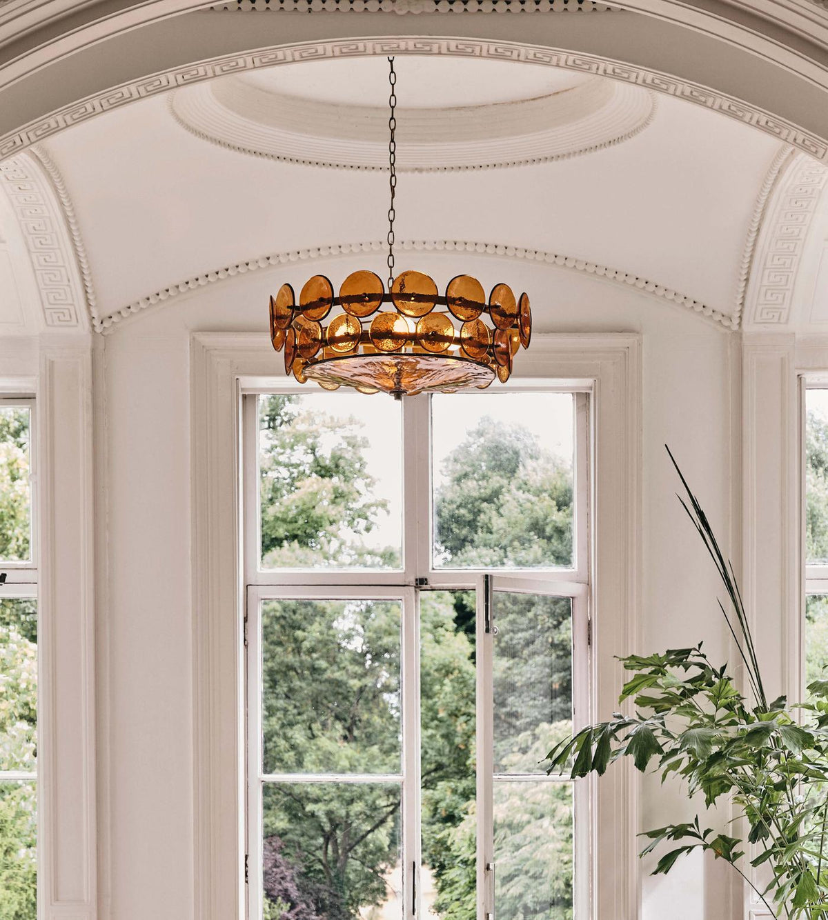 Solaris Amber Glass Disc Chandelier