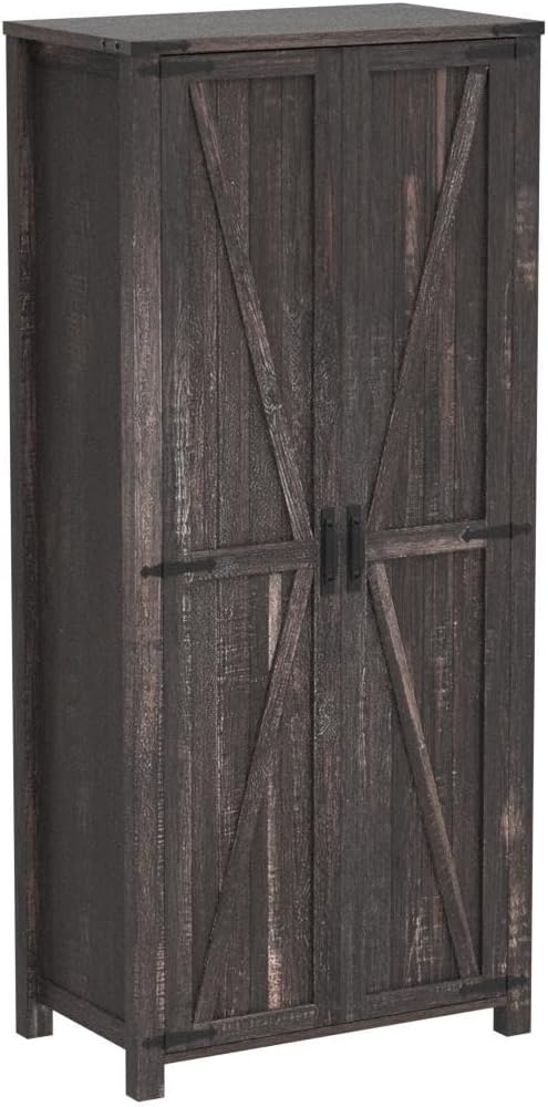 32" Farmhouse Armoire Adjustable Shelves Rustic Pantry with Barn Doors