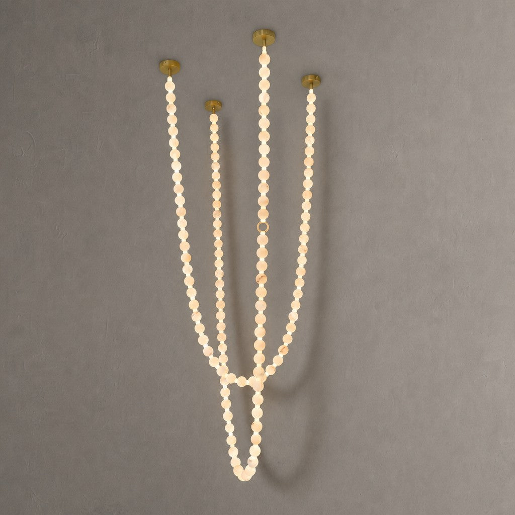Orbita Modern Alabaster Pearl Chain Chandelier