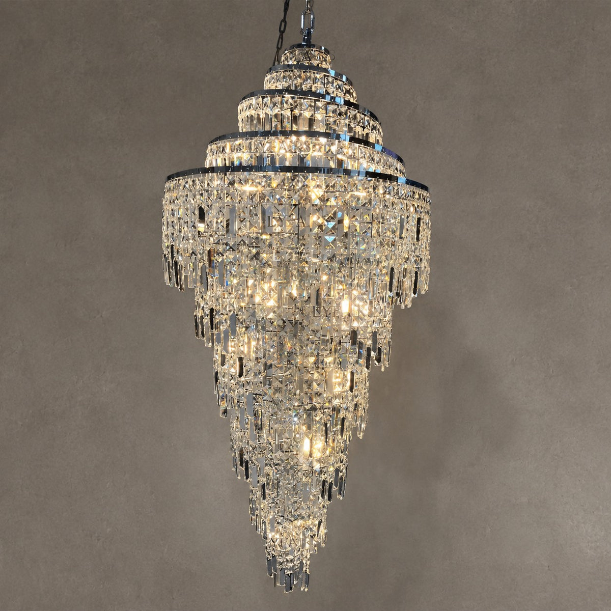 Luxury Spiral Crystal Chandelier For Foyer / Staircase