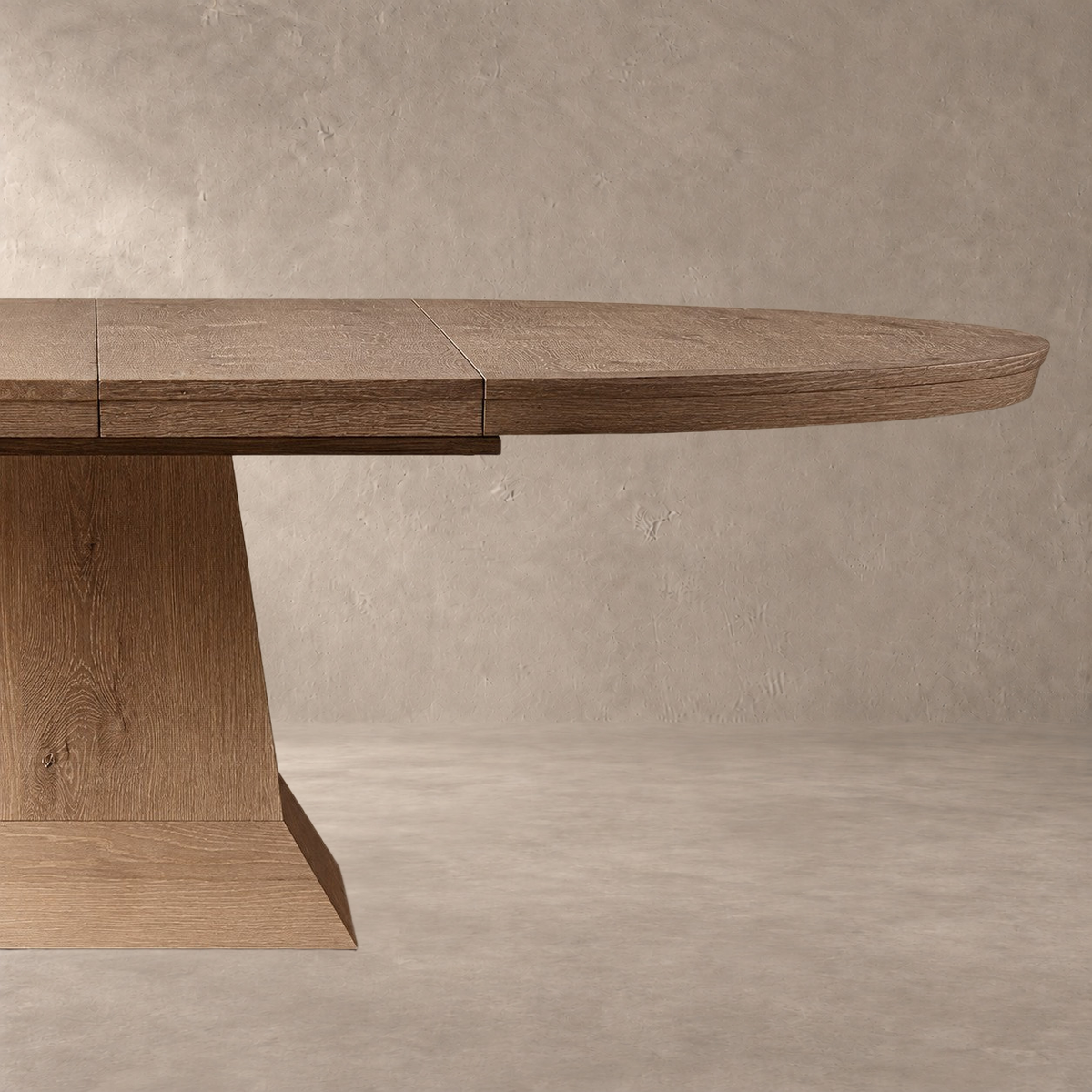 Expandable Round Oak Dining Table with Leaves